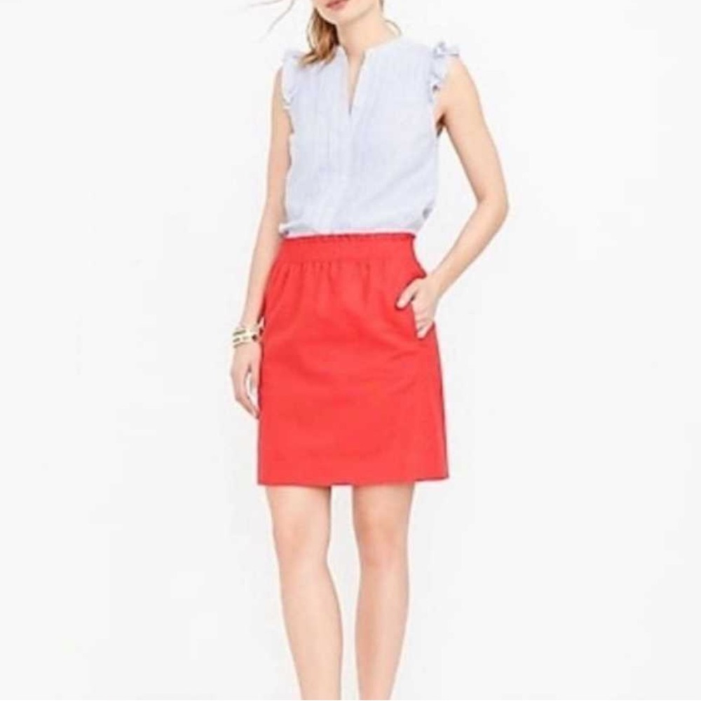 J. Crew Linen-Cotton Sidewalk Mini Skirt in Bright Red Women’s Size 4